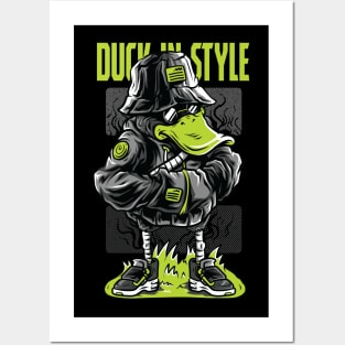 duck style neon illustration Posters and Art